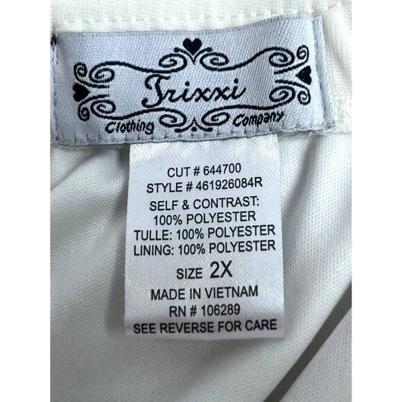 Trixxi White Flowy Boho Romantic Fit n Flare Dress Plus Size 2X Bow Formal Cute - Picture 9 of 12